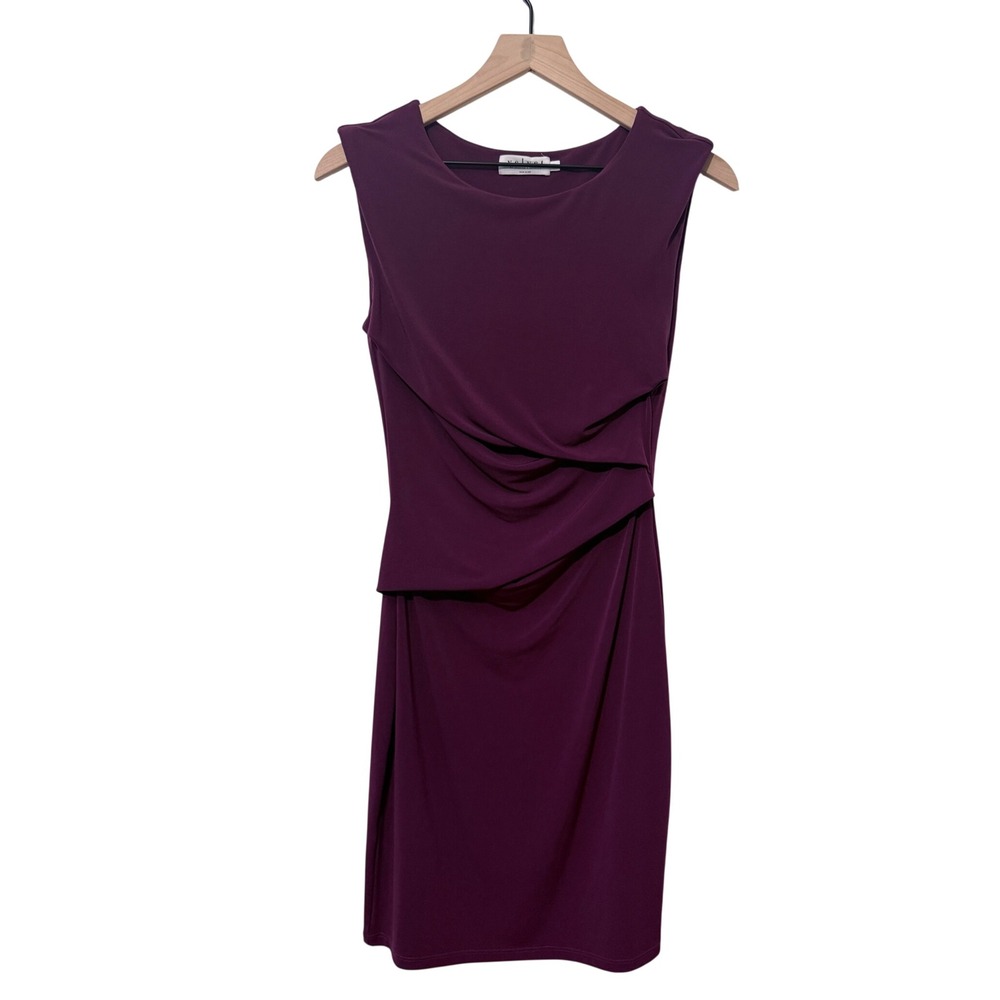 Velvet by Graham & Spencer Plum Ruched Jersey Sheath Dress Made USA